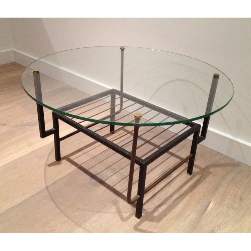 Petite Table Basse ronde en Métal Laqué noir