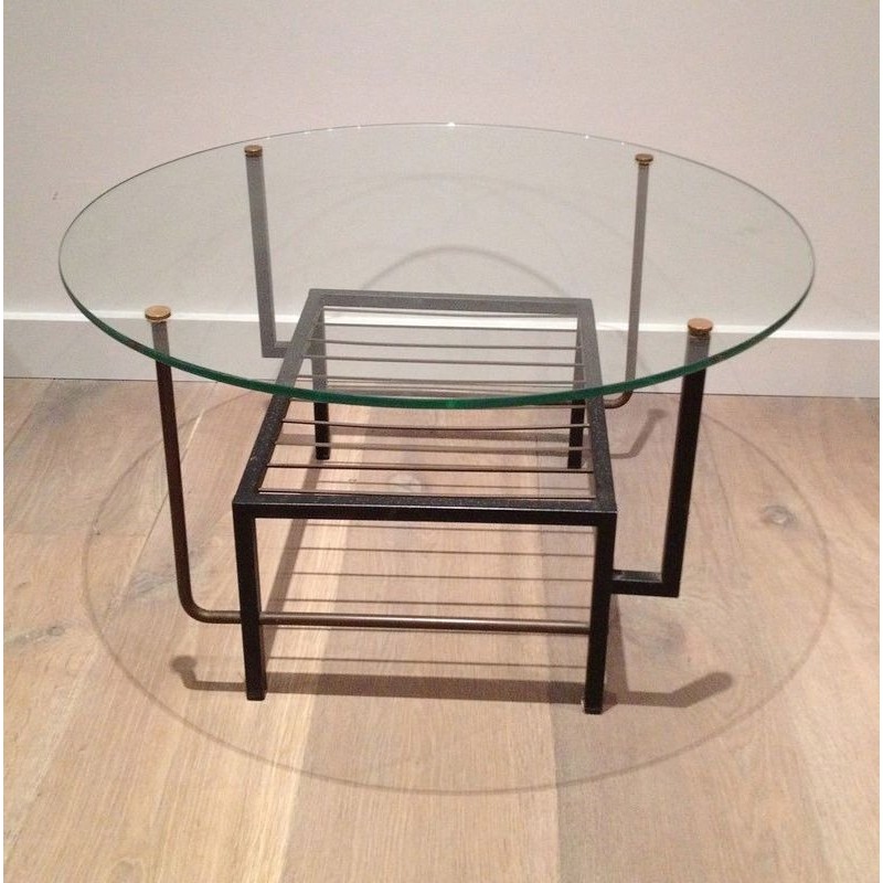 Petite Table Basse ronde en Métal Laqué noir