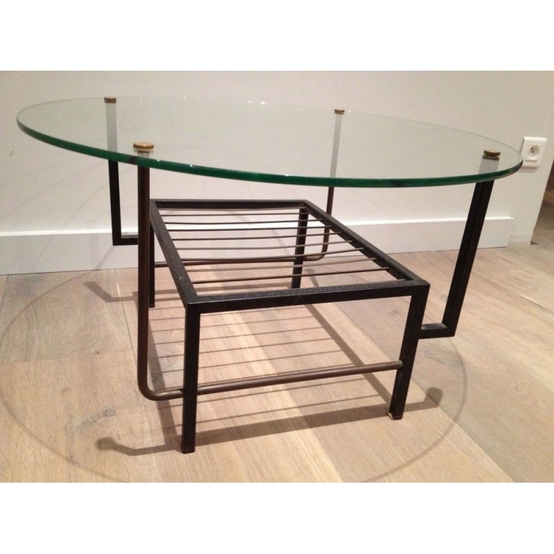 Petite Table Basse ronde en Métal Laqué noir