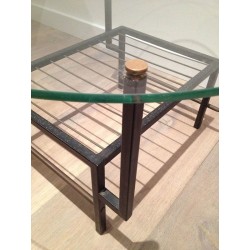 Petite Table Basse ronde en Métal Laqué noir