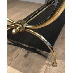 Neoclassical Brass Coffee Table with Green Marble Top by Raymond Subes, French Work, Circa 1940