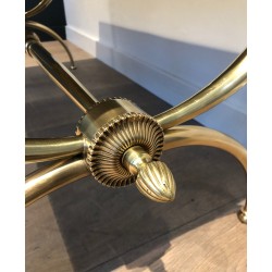 Neoclassical Brass Coffee Table with Green Marble Top by Raymond Subes, French Work, Circa 1940