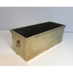 Neoclassical Style Rectangular Brass Planter, French Work, Circa 1970