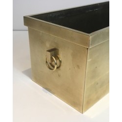 Neoclassical Style Rectangular Brass Planter, French Work, Circa 1970