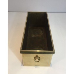 Neoclassical Style Rectangular Brass Planter, French Work, Circa 1970