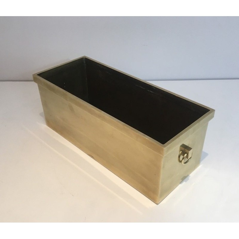 Neoclassical Style Rectangular Brass Planter, French Work, Circa 1970