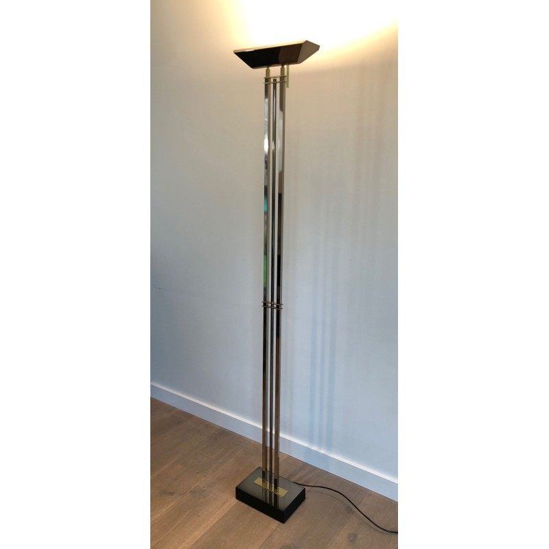 Lampadaire Patine Canon de Fusil et Laiton, Travail Français, vers 1970 | Maison BARROIS