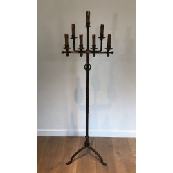 Lampadaire en Fer Forgé et Doré, Art Déco, Travail Français, vers 1940 | Maison BARROIS