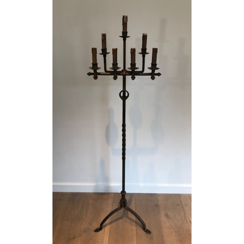 Wrought and Gilt Iron Floor Lamp, Art Déco, French Work, circa 1940 | Maison BARROIS