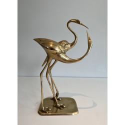 Sculpture en Laiton Représentant un Couple d'Oiseaux Enlacés, Travail Français, Vers 1970