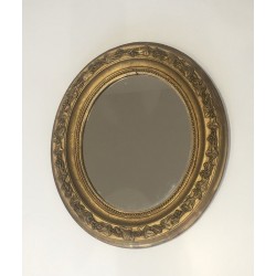 Petit Miroir Ovale en Stuc Doré, Travail Français, Vers 1900