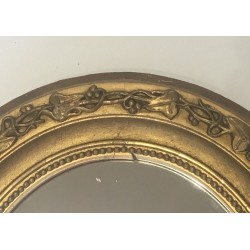 Petit Miroir Ovale en Stuc Doré, Travail Français, Vers 1900