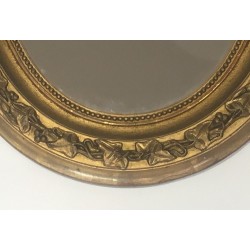 Petit Miroir Ovale en Stuc Doré, Travail Français, Vers 1900