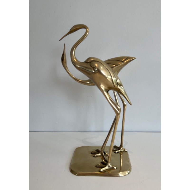 Sculpture en Laiton Représentant un Couple d'Oiseaux Enlacés, Travail Français, Vers 1970