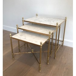 Brass nesting Tables by Maison Jansen