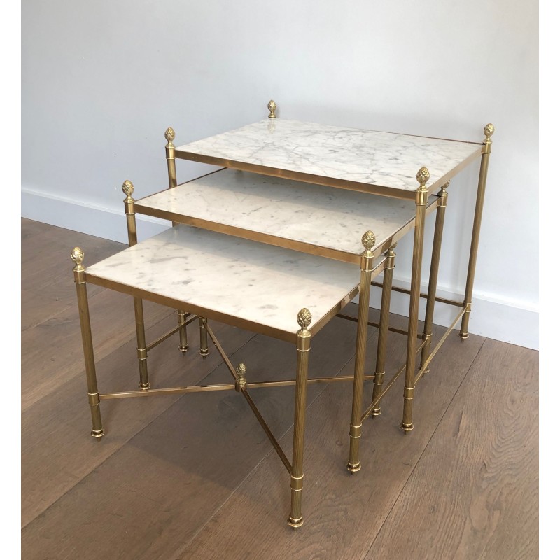 Brass nesting Tables by Maison Jansen