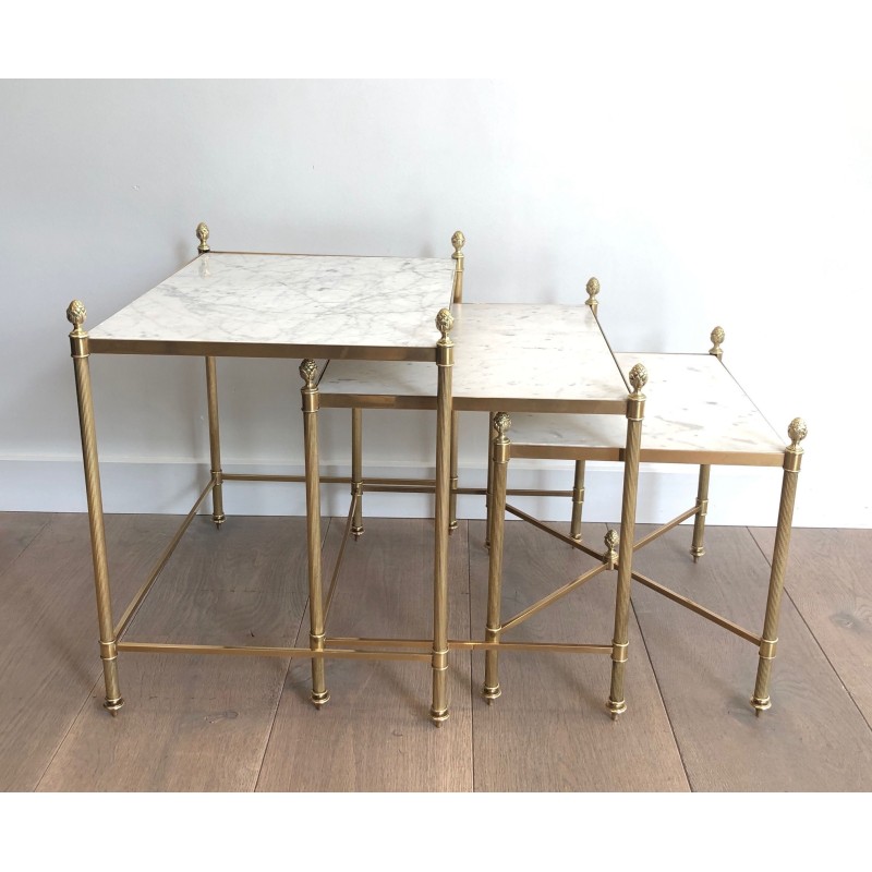 Brass nesting Tables by Maison Jansen
