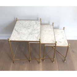 Brass nesting Tables by Maison Jansen