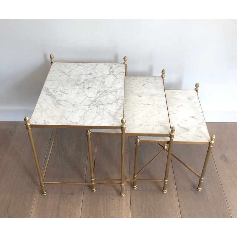 Brass nesting Tables by Maison Jansen