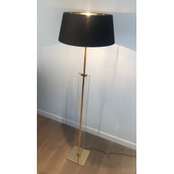 Lampadaire de Parquet en Verre et Laiton, Travail Français, vers 1970 | Maison BARROIS