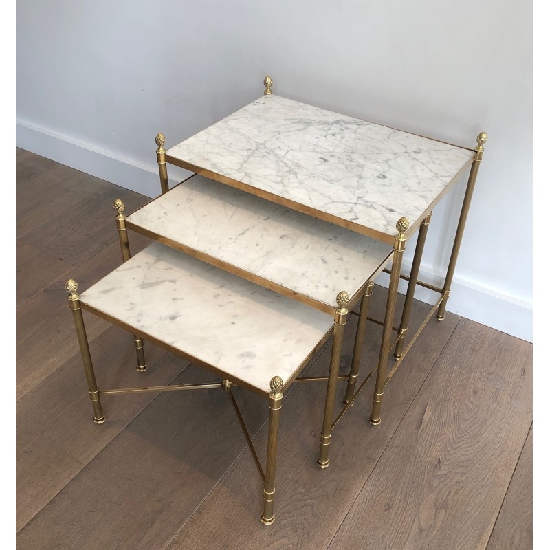 Brass nesting Tables by Maison Jansen