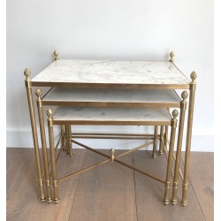 Brass nesting Tables by Maison Jansen