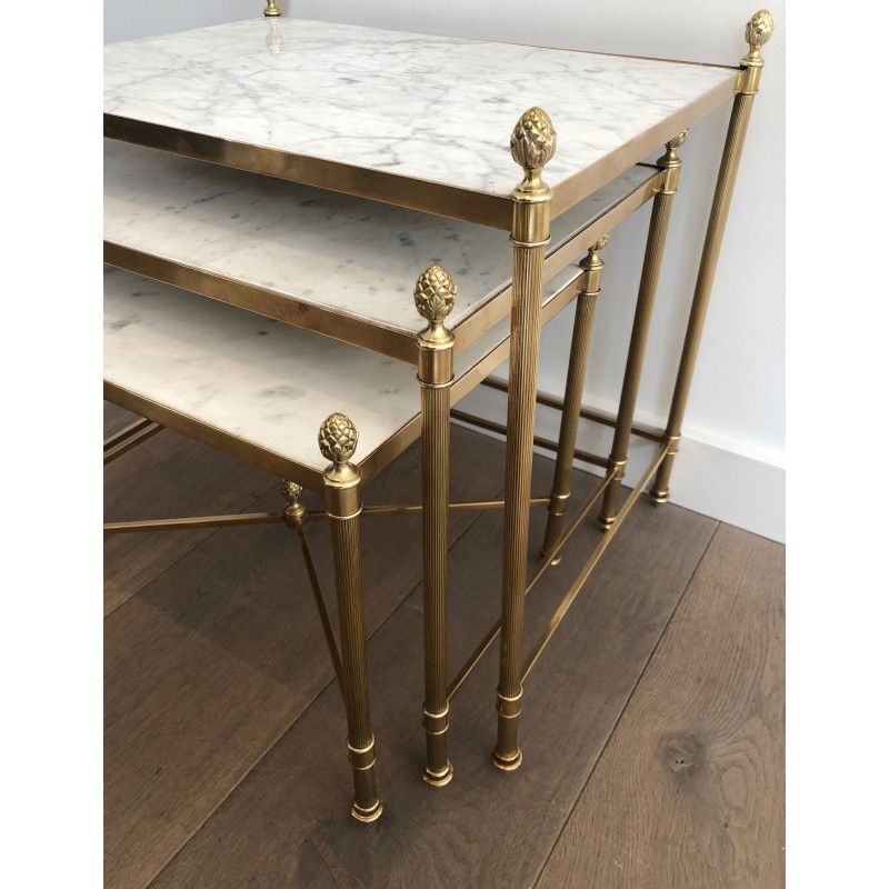 Brass nesting Tables by Maison Jansen
