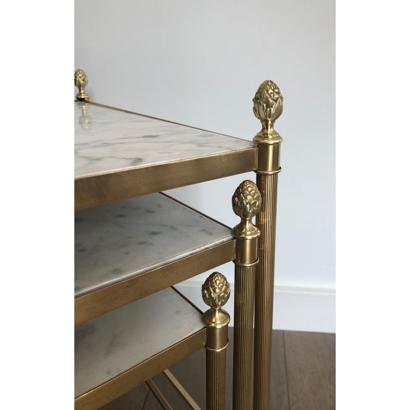 Brass nesting Tables by Maison Jansen