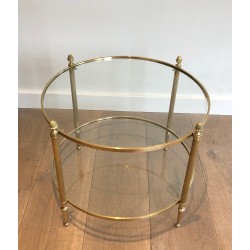 Petite Table Basse Ronde en Laiton de la Maison Baguès, Travail Français, Vers 1940