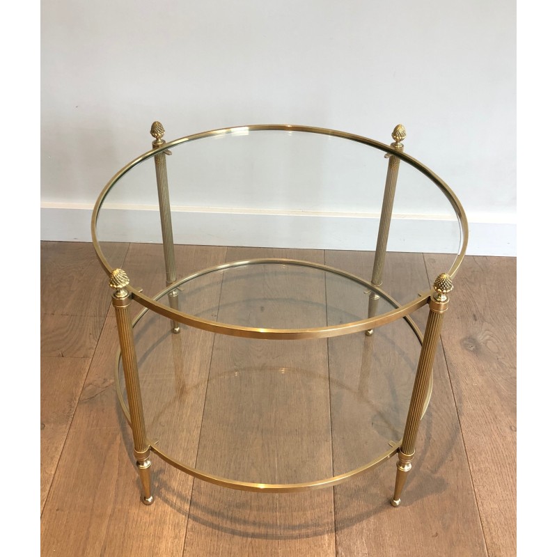 Petite Table Basse Ronde en Laiton de la Maison Baguès, Travail Français, Vers 1940
