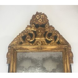 Miroir d'Époque Restauration en Bois Doré et Patine Vert Antique, Travail Français, Vers 1800