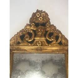 Restauration Period Gilt and Antiqued Green Painted Mirror, French Work, Circa 1800