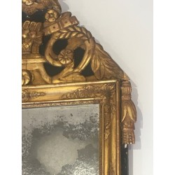 Restauration Period Gilt and Antiqued Green Painted Mirror, French Work, Circa 1800