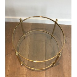 Small Round Brass Coffee Table by Maison Baguès, French Work, Circa 1940