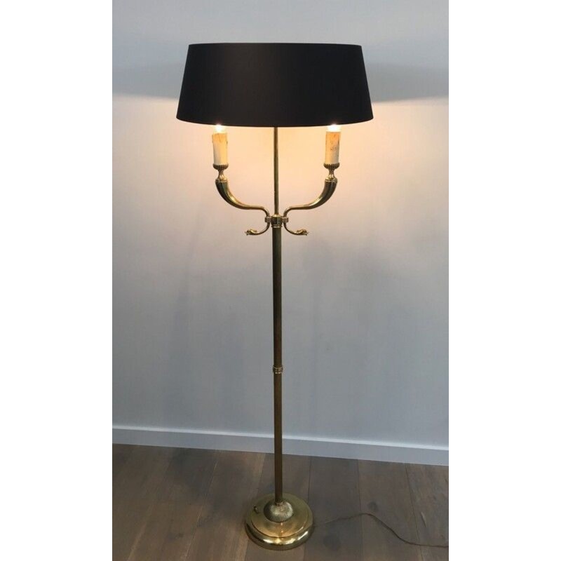 Lampadaire Néoclassique Laiton à Têtes de Dauphins, Maison Jansen, vers 1940 | Maison BARROIS