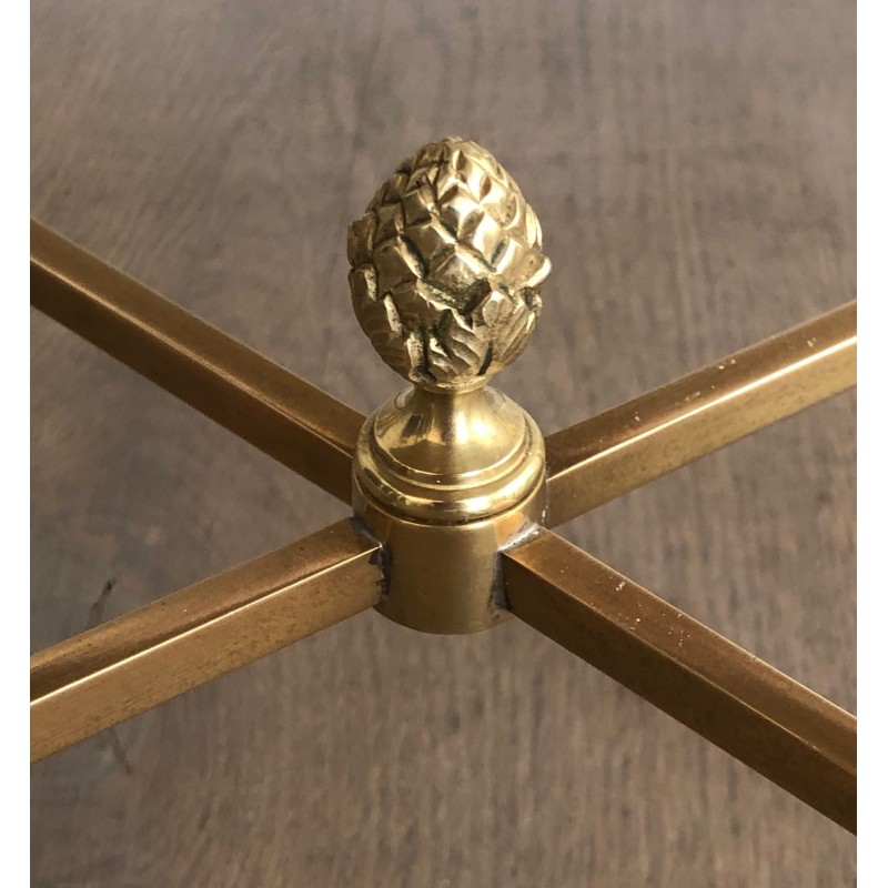 Tables Gigognes en Laiton à Plateaux de marbre Blancs de la Maison Jansen