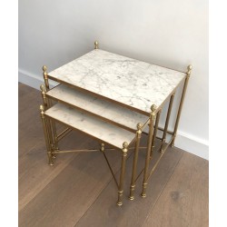 Brass nesting Tables by Maison Jansen