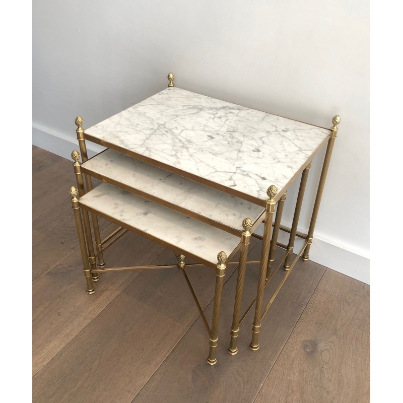 Brass nesting Tables by Maison Jansen