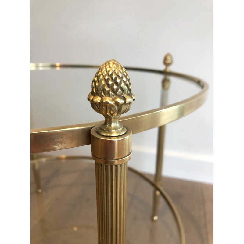 Petite Table Basse Ronde en Laiton de la Maison Baguès, Travail Français, Vers 1940