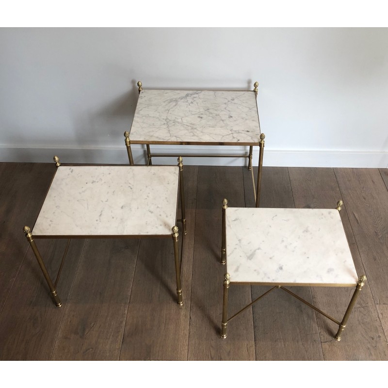 Brass nesting Tables by Maison Jansen