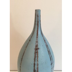Vase en Céramique aux Tons Bleus, Vers 1970