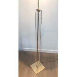 Lampadaire de Parquet en Verre et Laiton, Travail Français, vers 1970 | Maison BARROIS