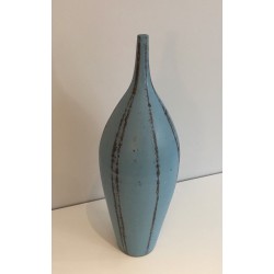 Blue Ceramic Vase, Circa 1970