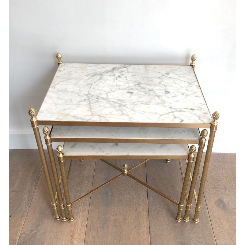 Brass nesting Tables by Maison Jansen