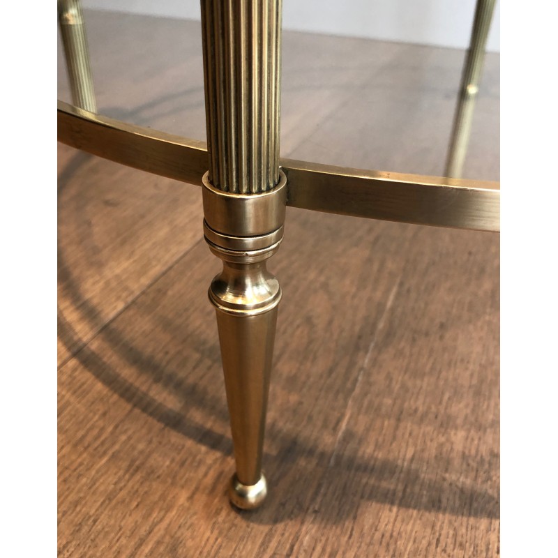 Small Round Brass Coffee Table by Maison Baguès, French Work, Circa 1940