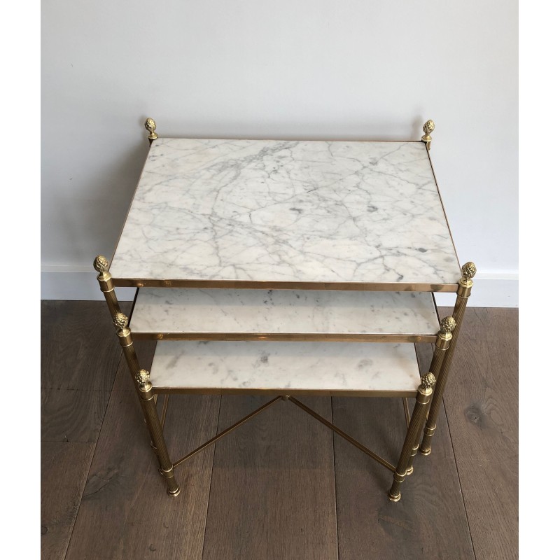 Brass nesting Tables by Maison Jansen