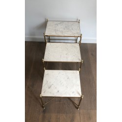 Brass nesting Tables by Maison Jansen