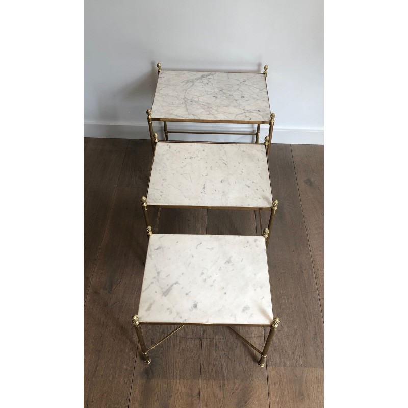 Brass nesting Tables by Maison Jansen