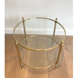 Small Round Brass Coffee Table by Maison Baguès, French Work, Circa 1940