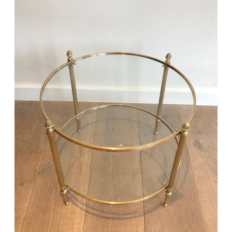 Petite Table Basse Ronde en Laiton de la Maison Baguès, Travail Français, Vers 1940
